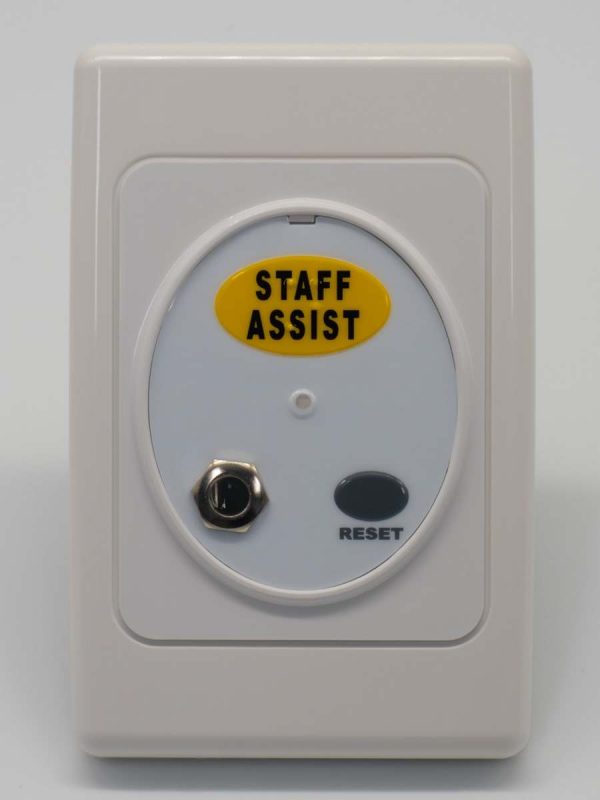 CAREPLUS Dry Area Call Point - Staff Assist Yellow, RJ45 Momentary w/ Socket
