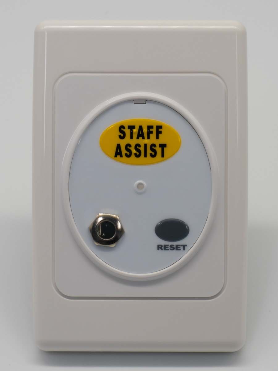 CAREPLUS Dry Area Call Point - Staff Assist Yellow, RJ45 Momentary w/ Socket