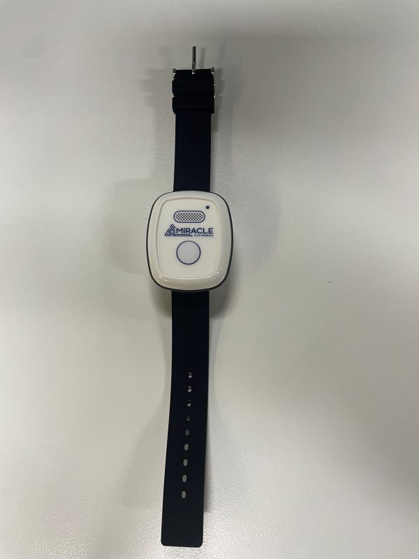 MIRACLE CC4 Wearable Pendant, RTLS, Black w/ Grey Wrist Strap